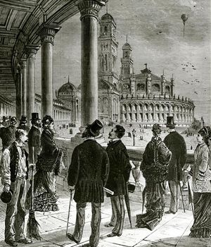 Inauguration de l'Exposition universelle de Paris de 1878 au palais du Trocadro. Photographie d'une gravure. BAnQ, Centre d'archives de Montral - Fonds Armour Landry