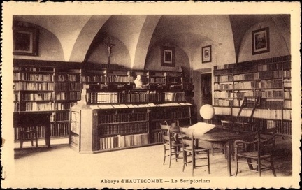 Carte postale représentant le scriptorium de l'abbaye d'Hautecombe