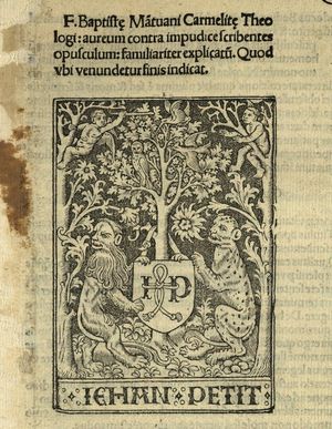 Theologi - Baptiste Spagnoli, Carme (1447-1516), pote et humaniste