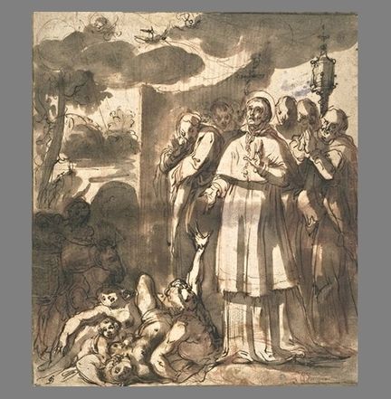 Saint Charles Borrome priant pour des pestifrs - Claude Deruet (Nancy, v. 1588 - id., 1660)