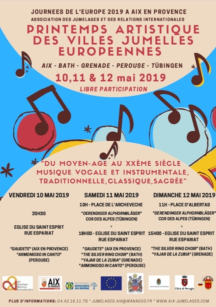 10,11 & 12 mai 2019, Printemps artistique des villes jumelles européennes - AIX-EN-PROVENCE