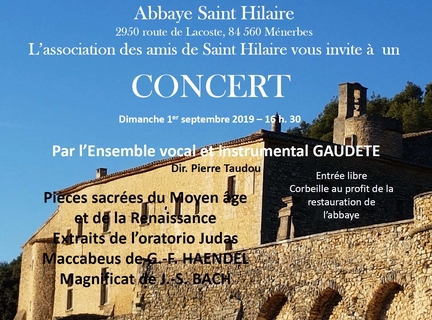 01.09.2019 - Concert Gaudete à l'abbaye Saint-Hilaire, Ménerbes - Vaucluse