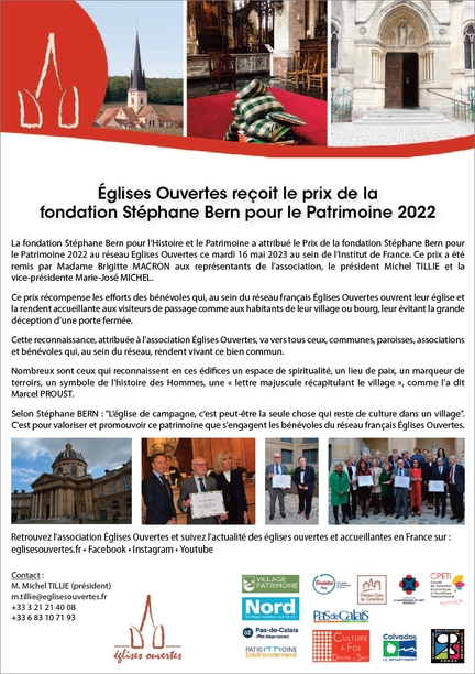 2023.05.17 Attribution du Prix Patrimoine 2022 au réseau Eglises Ouvertes