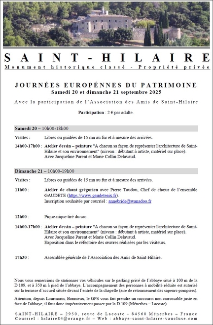 2025 Journes du Patrimoine  l'abbaye Saint-Hilaire.