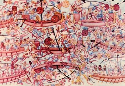 Combat des flottes philistienne et gyptienne de Ramss III en 1170