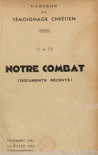 Cahier du Témoignage chrétien - 1941/11 (n° 2 et 3)