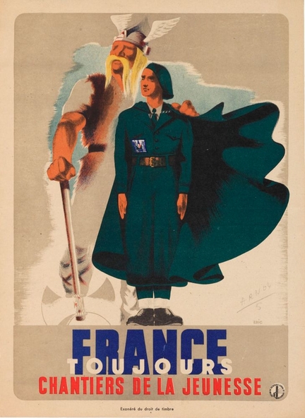 Archives départementales de la Drôme : affiche de propagande pour les Chantiers de la Jeunesse