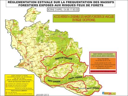 Carte des massifs forestiers vauclusiens