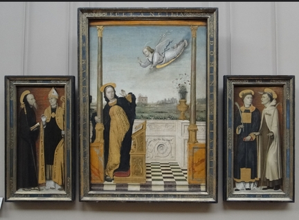 Triptyque: L'Annonciation (vers 1490-1500), peinture sur bois, panneau central: 158 x 107 cm, Musée du Louvre, Paris - France