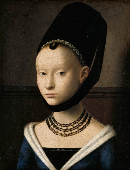 Portrait d'une jeune fille ou Portrait d'une jeune femme (vers 1470), huile sur panneau bois, 29 x 22,5 cm, Gemaldegalerie, Berlin - Allemagne