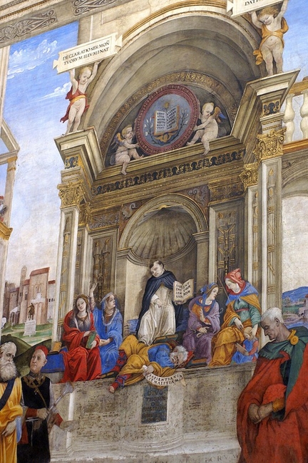 Chapelle Carafa, église Santa Maria sopra Minerva (1488-1493), mur de droite, fresque consacrée à saint Thomas d’Aquin, Rome - Italie