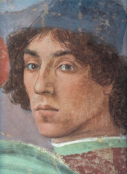 Autoportrait (entre 1480 et 1485), fresque, mur droit: La crocifissione di Pietro, chapelle Brancacci, église Santa Maria del Carmine, Florence - Italie