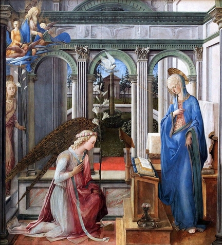 L'Annonciation (v. 1443), tempera sur bois, 203 x 186 cm, Alte Pinakothek, Munich - Allemagne