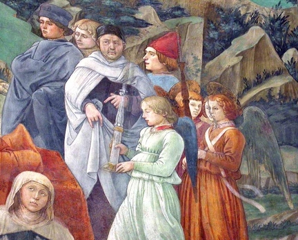 Autoportrait (1467-1469), fresques de la cathédrale Santa Maria Assunta, panneau de la mort de la Vierge, Spoleto - Italie