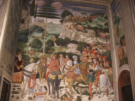 Cortège du mage Melchior (1459-1460), fresque du mur ouest, chapelle des mages, palais Medicis-Riccardi, Florence - Italie