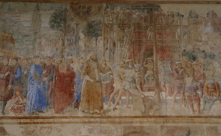 Histoire de l'Ancien Testament: Construction de la Tour de Babel (1469-1483), fresques, partie nord de la galerie du cloître du Camposanto Monumentale, Pise - Italie