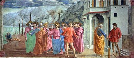 Le paiement du tribut (1424-1427) - Chapelle Brancacci, église Santa Maria del Carmine, Florence - Italie