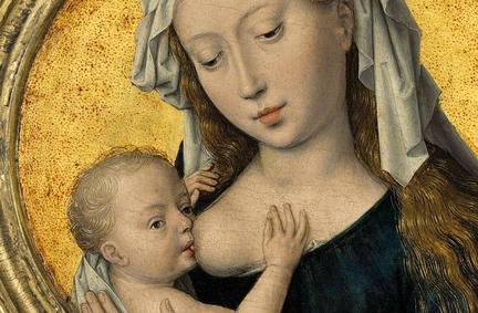The Virgin Mary nursing the Christ Child (entre 1487 et 1490), huile et or sur panneau bois, 17 cm de diamètre, vendu par Christie's New York en janvier 2012
