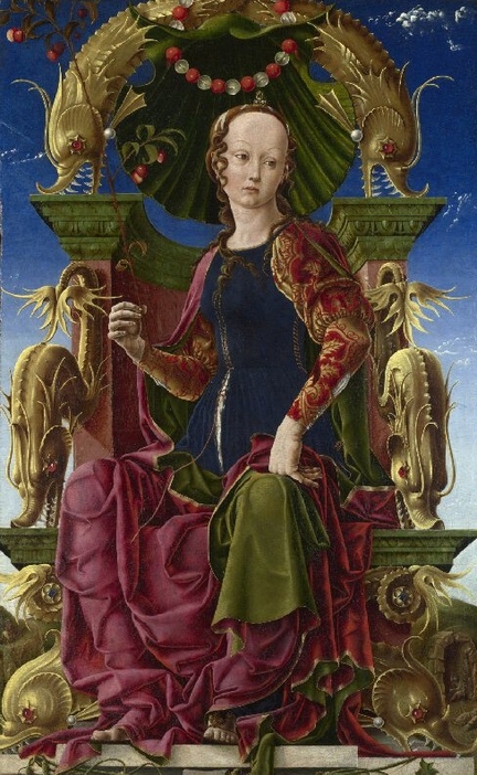 Une Muse, Calliope? (vers 1455-1460), huile et œuf sur panneau bois, 116,2 x 71,1 cm, National Gallery, Londres - Grande-Bretagne