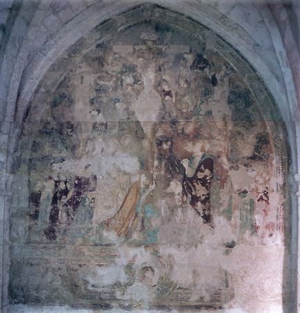 Abbaye Saint-Hilaire, monument historique classé, premier bâtiment conventuel carme (XIIIe siècle) du Comtat Venaissin (1274-1791), élevé sur la commune de Ménerbes - Vaucluse - Crucifixion du XIVe siècle