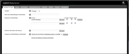 Logitech Media Server Rglages de base