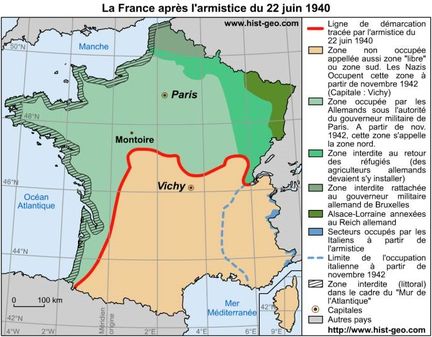 Carte administrative de la France au 22 juin 1940