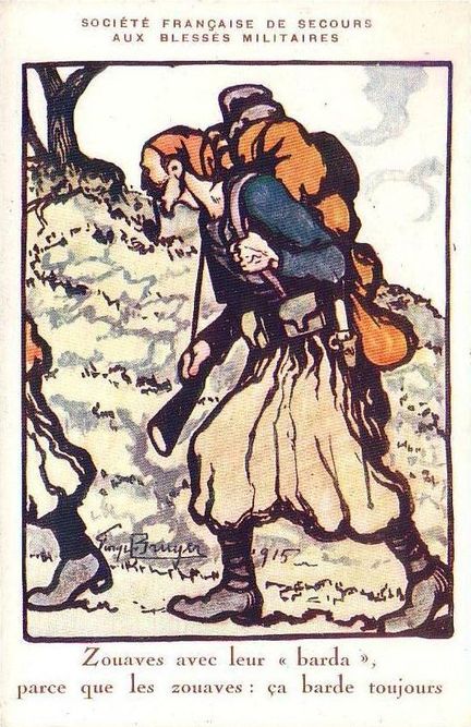 Société de Secours aux Blessés Militaires - Zouaves avec leur barda - N°742 Georges Bruyer 1915