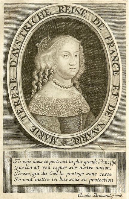 Portrait de Marie-Thérèse d’Autriche - gravure publiée en 1670 chez Antoine Jullieron, imprimeur à Lyon.