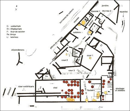 Plan de la villa gallo-romaine de Tourville - Vaucluse