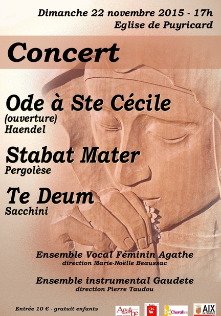 Concert de l'Ensemble vocal féminin Agathe et de l'ensemble instrumental GAUDETE - Eglise de Puyricard (Bouches-de-Rhône)- 22.11.2015