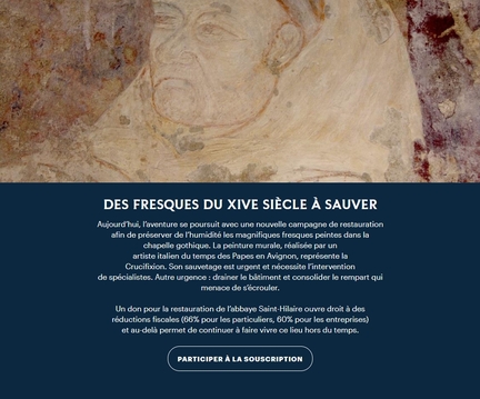 Fondation La Sauvegarde de l'Art Français, fresques du XIVe de l'abbaye Saint-Hilaire, 2021