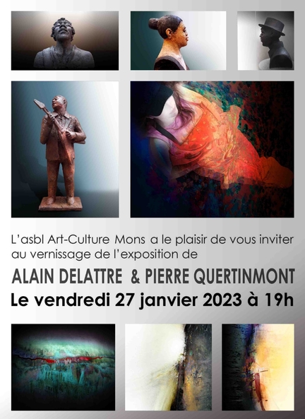 Du 28/01 au 26/02 St'Artgallery 7000 Mons (Belgique) - Exposition Alain DELATTRE, sculpure, et Pierre QUERTINMONT, art digital