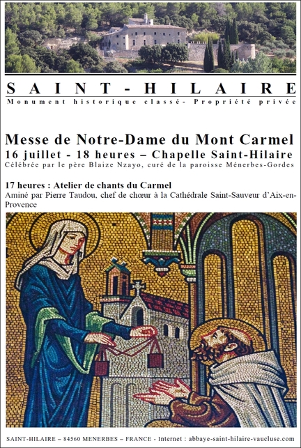 2023/07/16 - Abbaye Saint-Hilaire - Fête de Notre Dame du Mont Carmel - Messe célébrée par le père Blaize Nzayo, curé de la Paroisse Ménerbes-Gordes