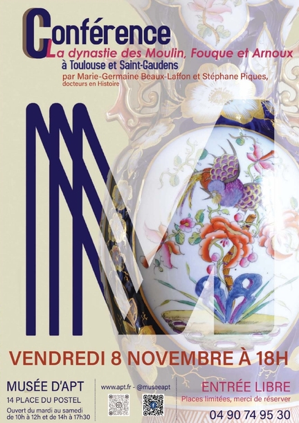 2024.11.08 - Muse d'Apt, confrence: La dynastie des Moulin, Fouque et Arnoux  Toulouse et Saint-Gaudens, par Marie-Germaine Beaux-Laffon et Stphane Piques, docteurs en Histoire