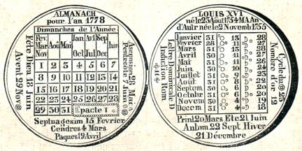 Avers et revers de la m�daille-almanach de 1778