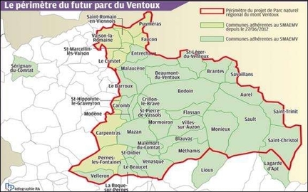 Carte du projet de Parc Naturel Régional du Ventoux (2013)