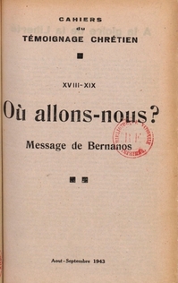 Cahier du Témoignage chrétien - 1943/08 (n° 18 et 19)
