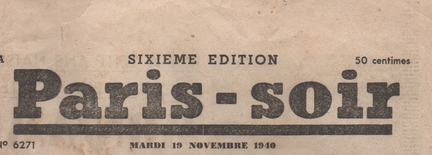 Paris-soir, 19 novembre 1940
