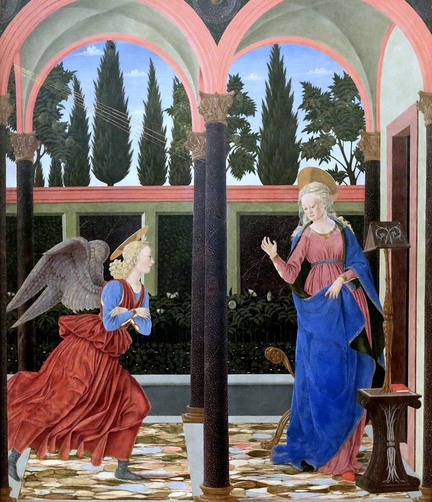 L'Anonciation (vers 1457), tempera sur bois, 167 x 137 cm, Galerie des Offices, Florence - Italie