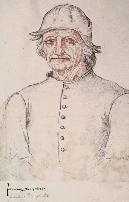 Portrait de Jérôme Bosch attribué à Jacques Le Boucq (vers 1550), fusain et craie rouge sur papier, Bibliothèque Municipale, Arras - France