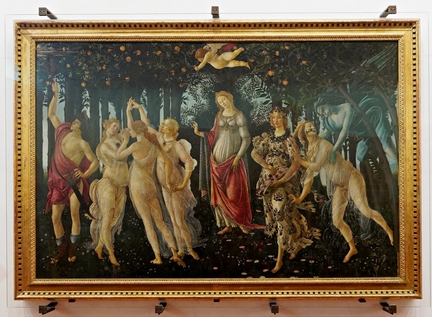 Le Printemps (1478-1482), tempera sur panneau bois, 203 x 314 cm, œuvre commandée par les 2 frères Médicis: Lorenzo et Giovani di Pierfrancesco, Galerie des Offices, Florence - Italie