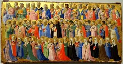 Les précurseurs du Christ avec les saints et les martyrs (1423-1424), tempera à l'œuf sur panneau bois, 31,9 x 66,5 cm, National Gallery, Londre - Grande-Bretagne