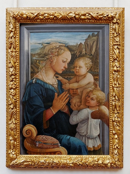 La Vierge à l'enfant avec deux anges dit La Lippina (vers 1465), tempera sur bois, 92 x 63,5 cm, Gallerie des Offices, Florence - Italie