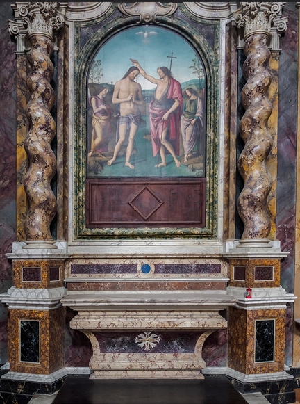 Le baptème du Christ (vers 1510), huile sur panneau bois, cathédrale dei Santi Gervasio e Protasio, Città della Pieve - Italie