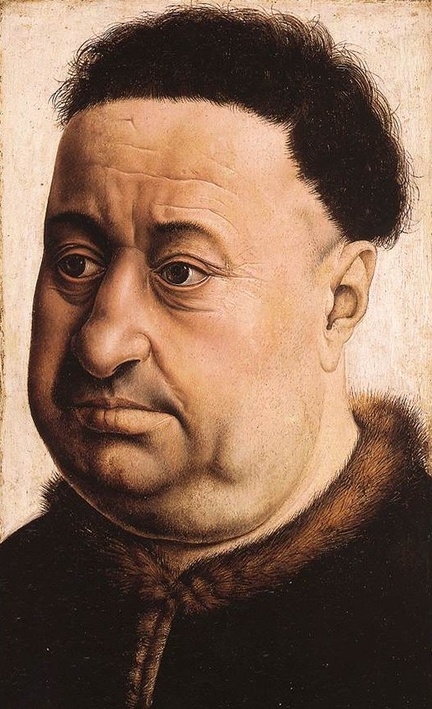 Portrait d'un homme robuste - Robert de Masmines ?, c. 1425, huile sur carton, 35,4 x 23,7 cm, Musée Thyssen-Bornemisza, Madrid - Espagne