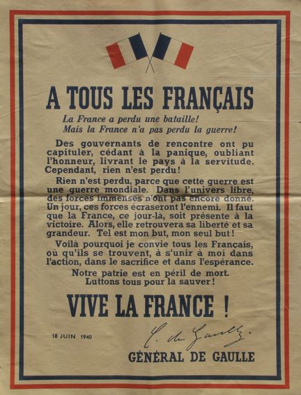 Appel à tous les Français - affiche originale, propriétée de la SCI Saint-Hilaire