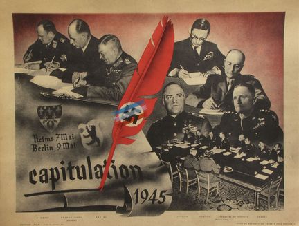 Affiche comémorant la signature de l'Acte de capitulation militaire signé à Reims le 7 mai 1945 - propriétée de la SCI Saint-Hilaire